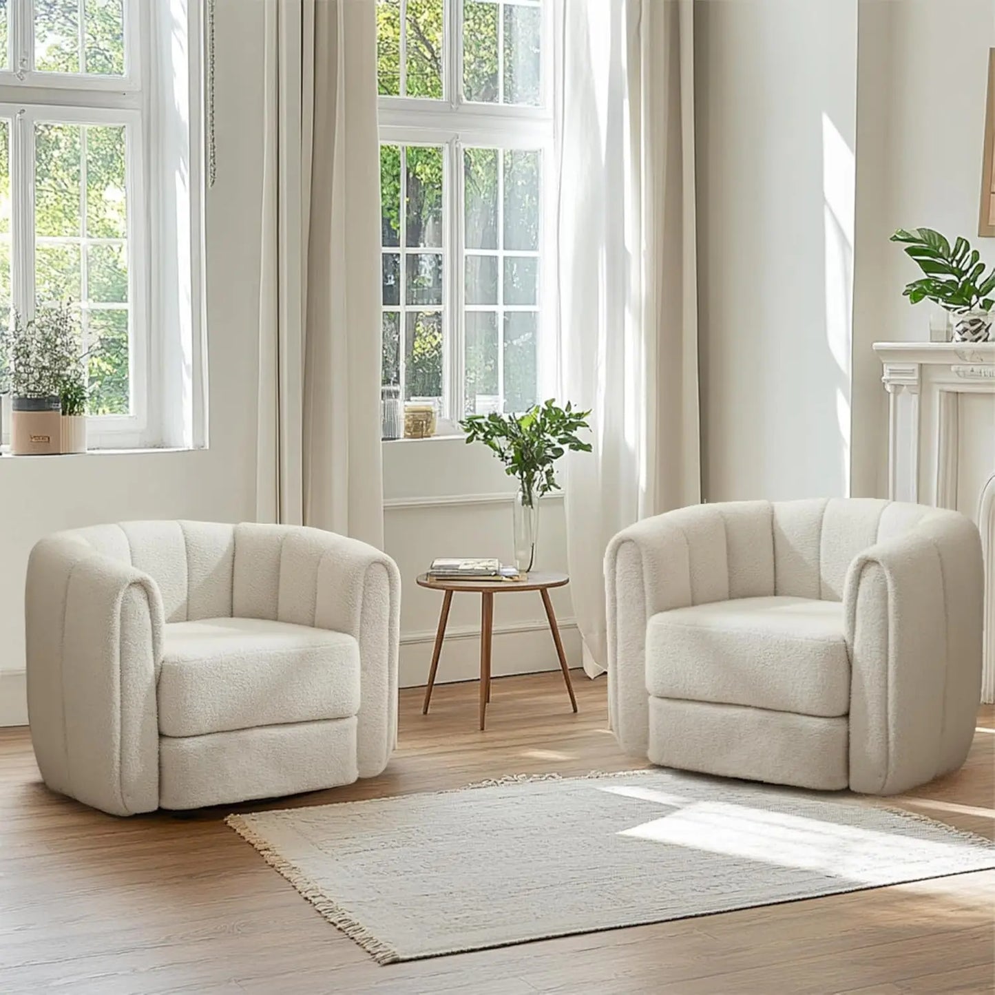 Swivel Set of 2 Comfy Upholstered Barrel Armchair Customized
