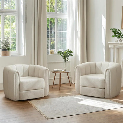 Swivel Set of 2 Comfy Upholstered Barrel Armchair Customized