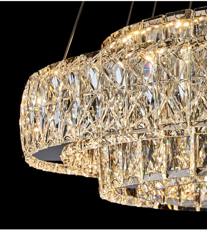 Luxury Gold Ring LED Crystal Chandeliers  Living Dining Room Villa Decoration, Pendant Lights