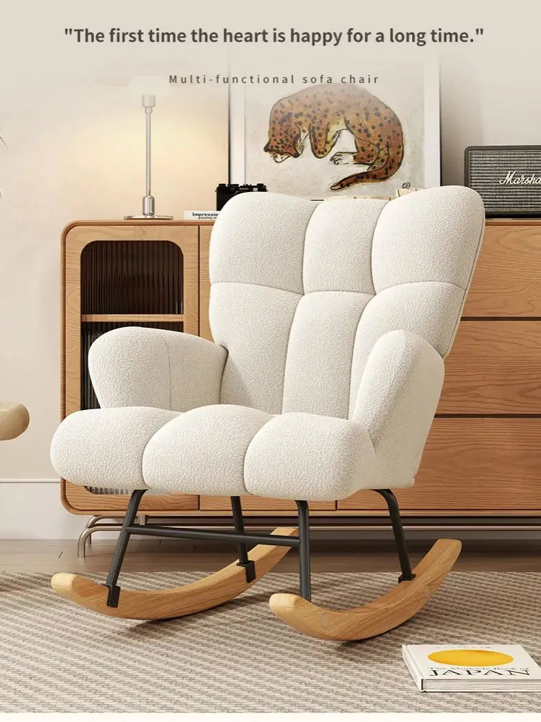 Rocking Chair, Velvet Fabric, Solid Wood,  Rocking Chair