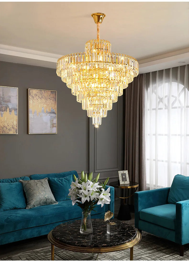 Luxury French Gold Crystal Chandeliers Lighting for Living Room Ceiling Pendant,  Dining Table Light Fixtures