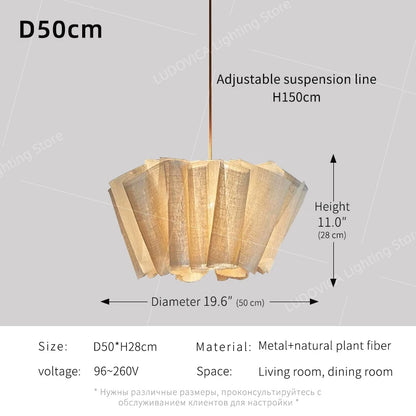 Wabi Sabi Chandelier Handmade Fabric LED Pendant Lights Vintage Design