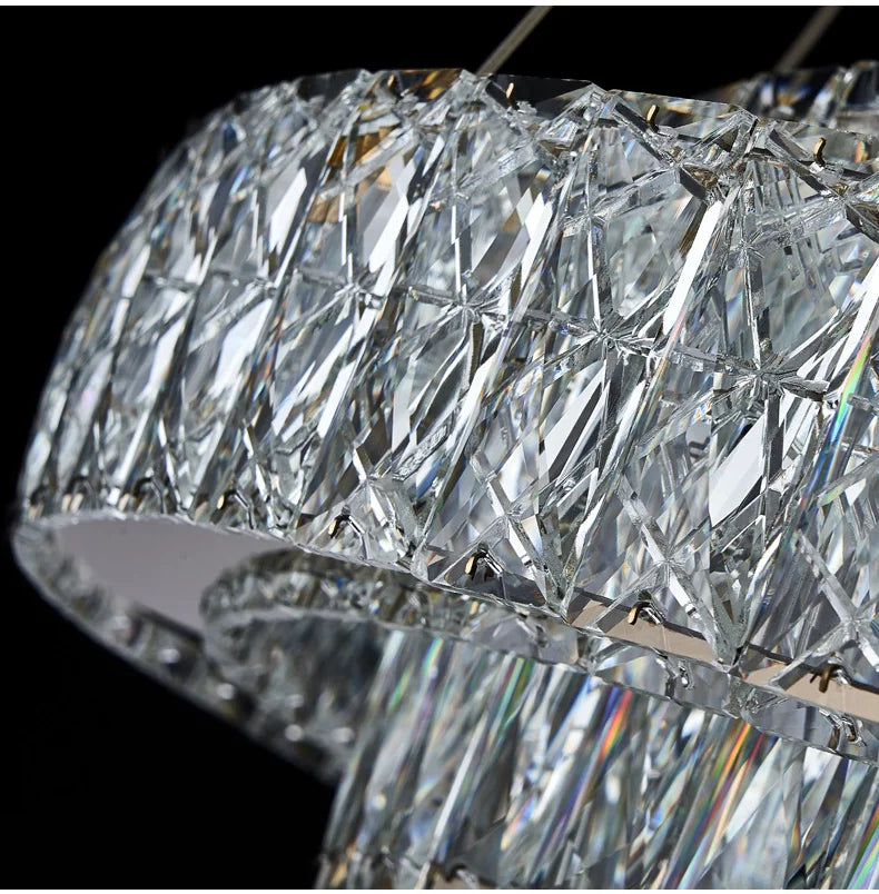 Luxury Gold Ring LED Crystal Chandeliers  Living Dining Room Villa Decoration, Pendant Lights