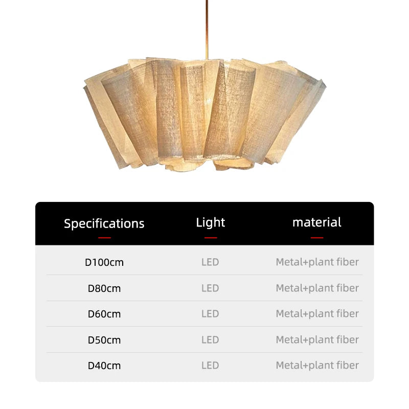 Wabi Sabi Chandelier Handmade Fabric LED Pendant Lights Vintage Design