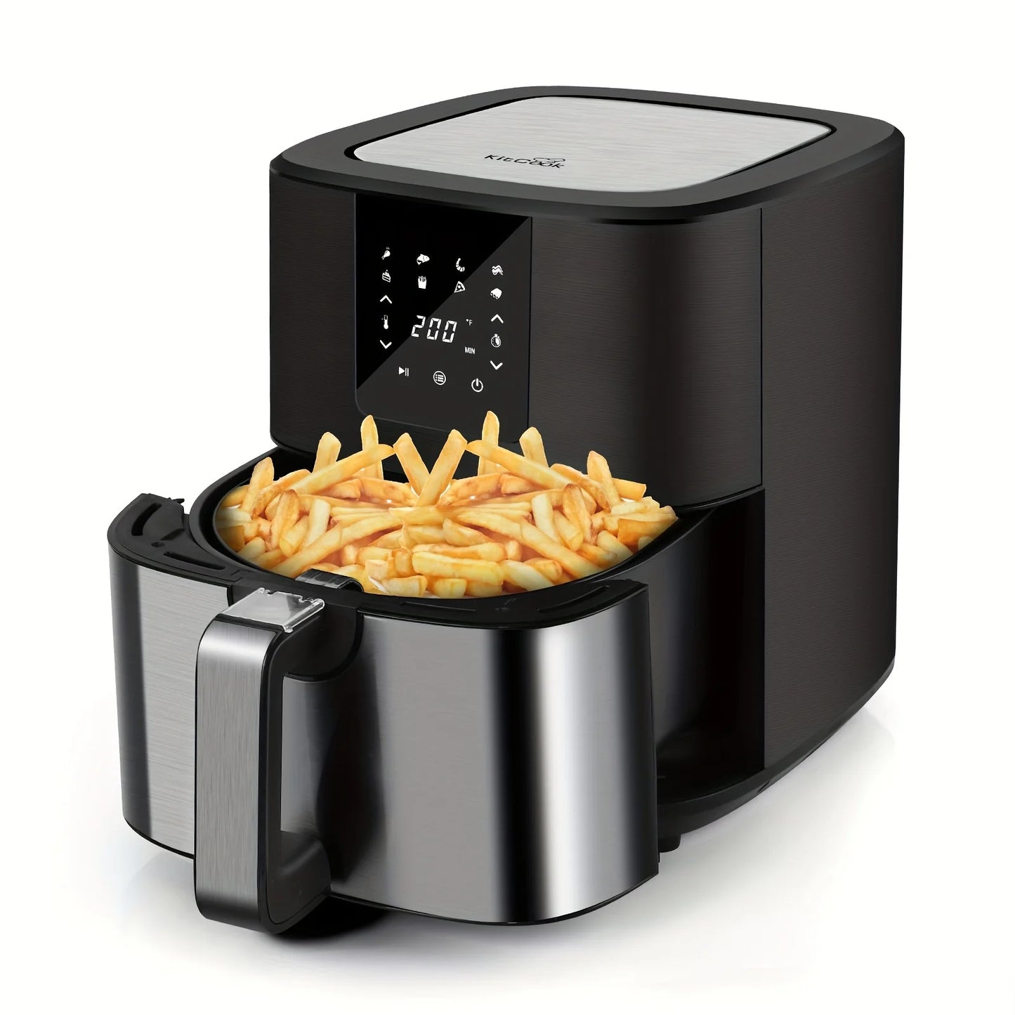 KitCook Large, 1500W 7QT AirFryer, Adjustable Temperature 100-400°F, 8 Presets Menu, Digital Touch Screen