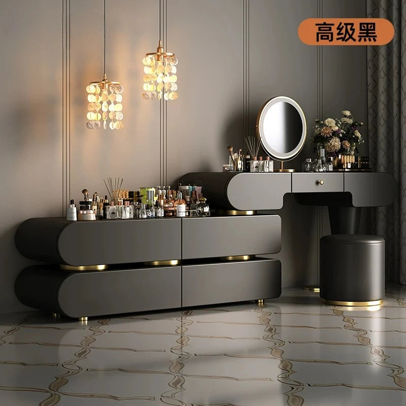 Bedroom Dressing Table Dresser Makeup Mirror Storage Cabinet Light, Luxury Premium Vanity Desk Toiletries Table
