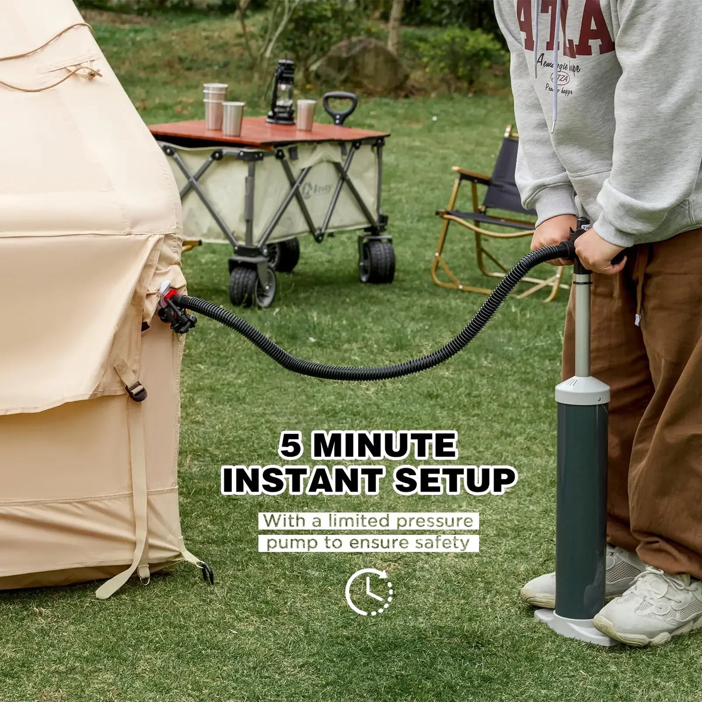 129 Sq ft inflatable tent with Tarp,8 Person Inflatable Camping Tent 4 Seasons