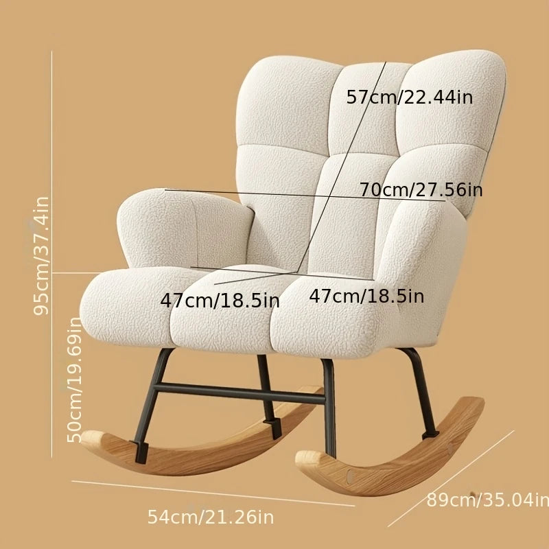 Rocking Chair, Velvet Fabric, Solid Wood,  Rocking Chair