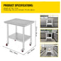 Stainless Steel Kitchen,  Commercial Work Bench Table with Caster Wheels