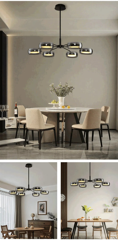 LED Modern Chandelier  With Remote Control 3 Pendant, Minimalist Dining Table Pendant Lights
