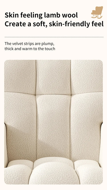 Rocking Chair, Velvet Fabric, Solid Wood,  Rocking Chair