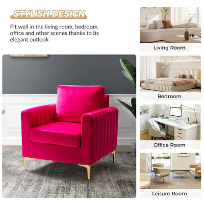 Velvet Accent Chair with Gold Metal Legs, Upholstered Leisure & Reading, Customized
