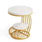 Tribesigns Gold Round End Table: 2 Tiers Faux Marble Side Table with Storage Shelf