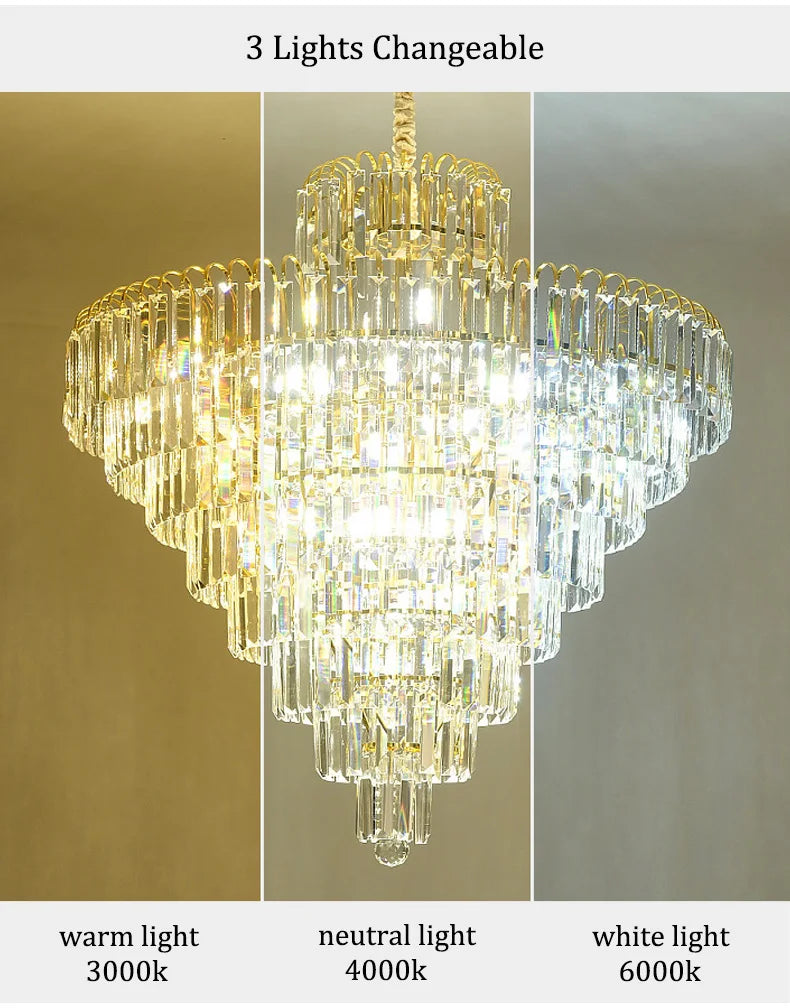 Luxury French Gold Crystal Chandeliers Lighting for Living Room Ceiling Pendant,  Dining Table Light Fixtures