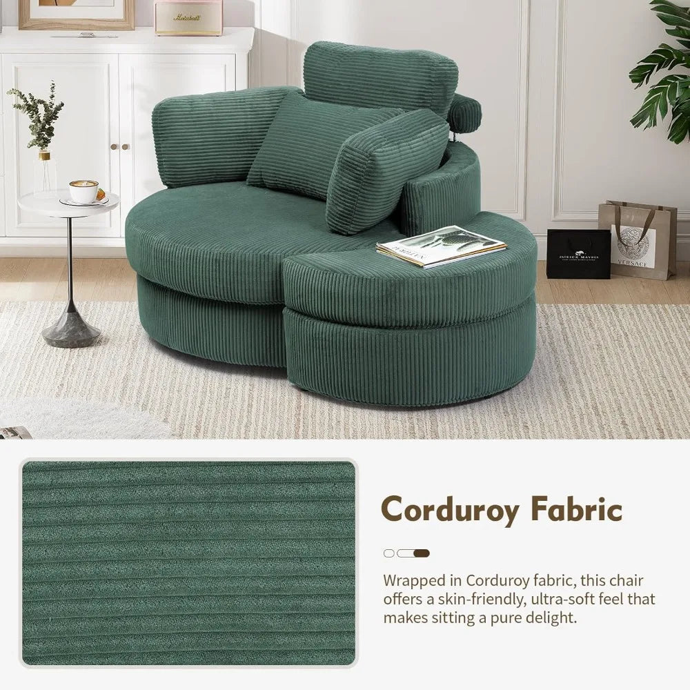 41.3" Swivel Accent Chair,with USB Charging Port, with Ottoman