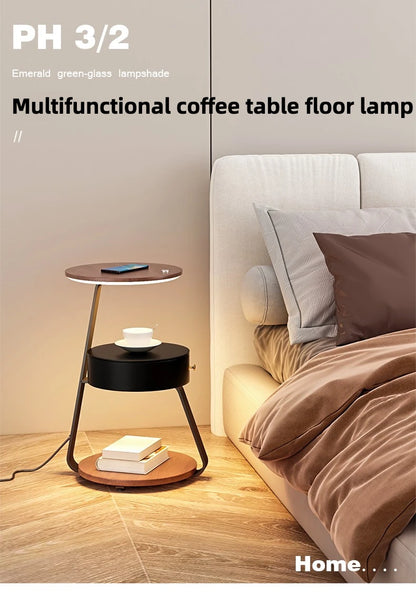 Bedroom Minimalist Nightstands Small Space Round  Table With Wireless Charger