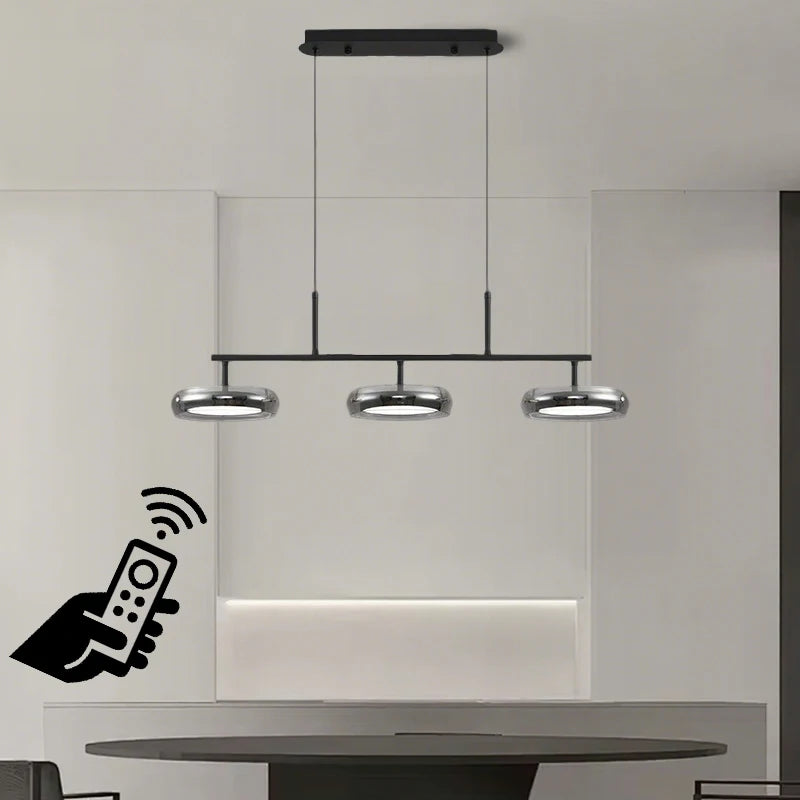 LED Modern Chandelier  With Remote Control 3 Pendant, Minimalist Dining Table Pendant Lights