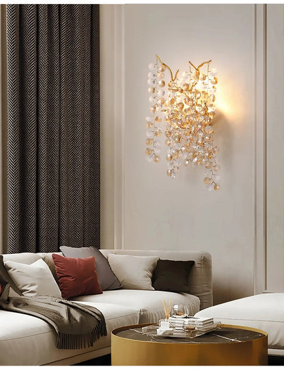 Modern Living Room LED Crystal Gold Large Chandelier Kitchen Long Pendant Lamp