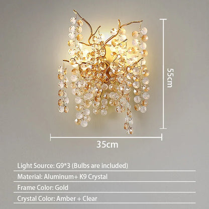 Modern Living Room LED Crystal Gold Large Chandelier Kitchen Long Pendant Lamp