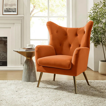 Velvet Accent Chair, Modern Wingback, Velvet Tufted Upholstered, Customized