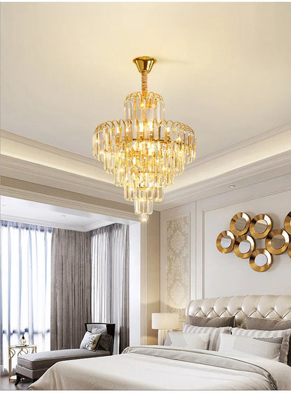 Luxury French Gold Crystal Chandeliers Lighting for Living Room Ceiling Pendant,  Dining Table Light Fixtures