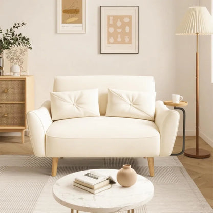 Loveseat, 47" Velvet Couch, Convertible Wooden Tray & Ergonomic Armrest, for Small Space, Apartment ,Customized