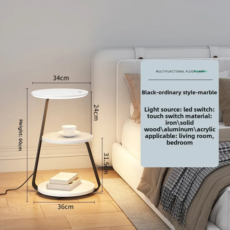 Bedroom Minimalist Nightstands Small Space Round  Table With Wireless Charger