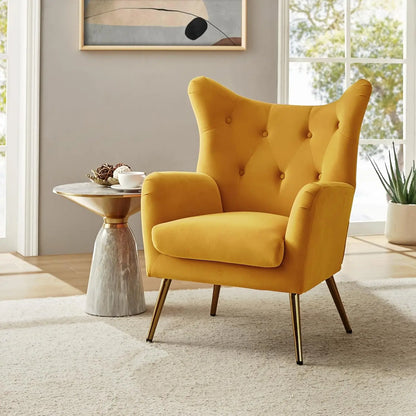 Velvet Accent Chair, Modern Wingback, Velvet Tufted Upholstered, Customized
