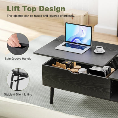 JHK Lift Top 39.37"x19.7" Desk Tea Wood Dining Tables Adjustable Storage Shelf Easy Lift Or Lower