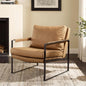 Genuine Leathe Mid Century Armchair Black Metal Frame, Customized