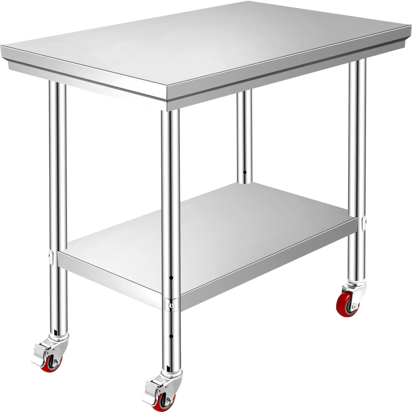 Stainless Steel Kitchen,  Commercial Work Bench Table with Caster Wheels