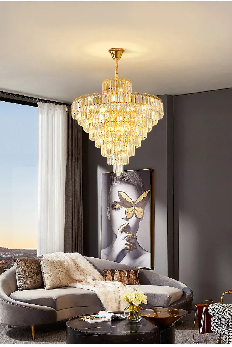 Luxury French Gold Crystal Chandeliers Lighting for Living Room Ceiling Pendant,  Dining Table Light Fixtures