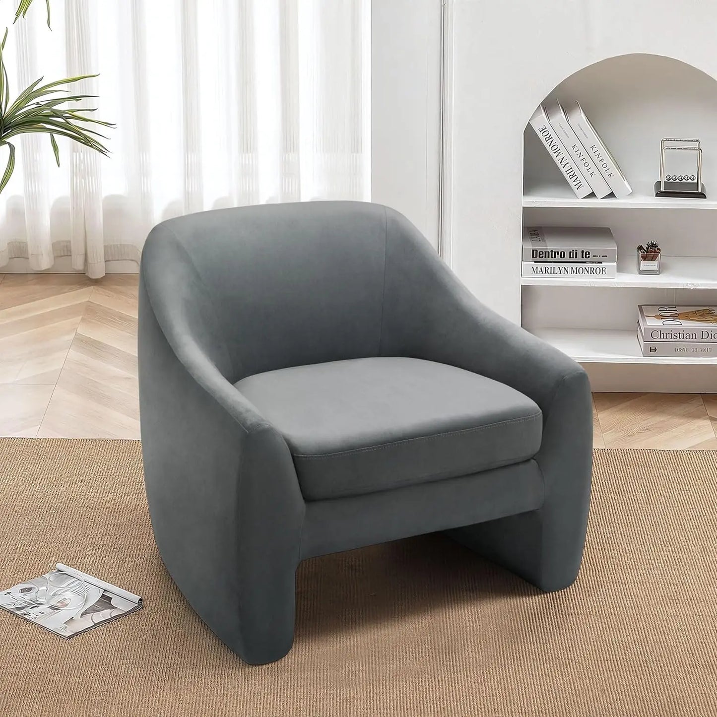 Comfy Swivel Boucle Barrel Armchair, Customized