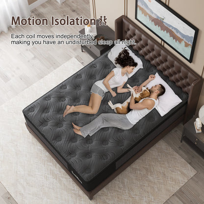 14" Twin Full King Queen Size Mattress in a Box Hybrid Spring Memory Foam,Euro Top Mattresses Medium Firm for Motion Isolat