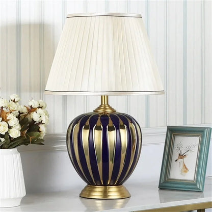 BRIGHT Copper Table Lamps Ceramic Luxury Modern Fabric for Foyer,  Living Room,, Creative Bed Room