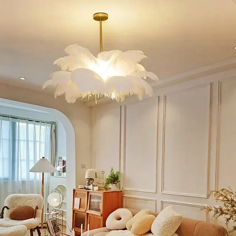 Modern Feather Pendant Light Nordic Chandelier Ceiling Lamp for Living Room Bedroom Light Fixture