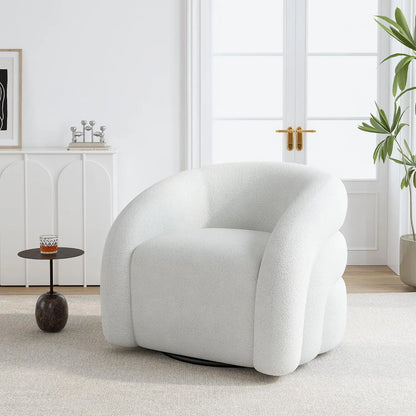 Comfy Swivel Boucle Barrel Armchair, Customized