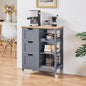 Kitchen Rolling Storage Cart w Bamboo Countertop, 3 Drawers, 3 Removable Shelves & Lockable Casters