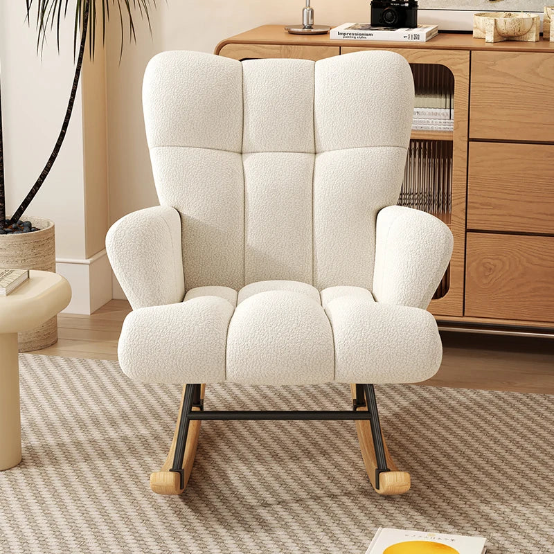 Rocking Chair, Velvet Fabric, Solid Wood,  Rocking Chair