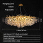 Modern Living Room LED Crystal Gold Large Chandelier Kitchen Long Pendant Lamp