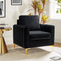 Velvet Accent Chair with Gold Metal Legs, Upholstered Leisure & Reading, Customized